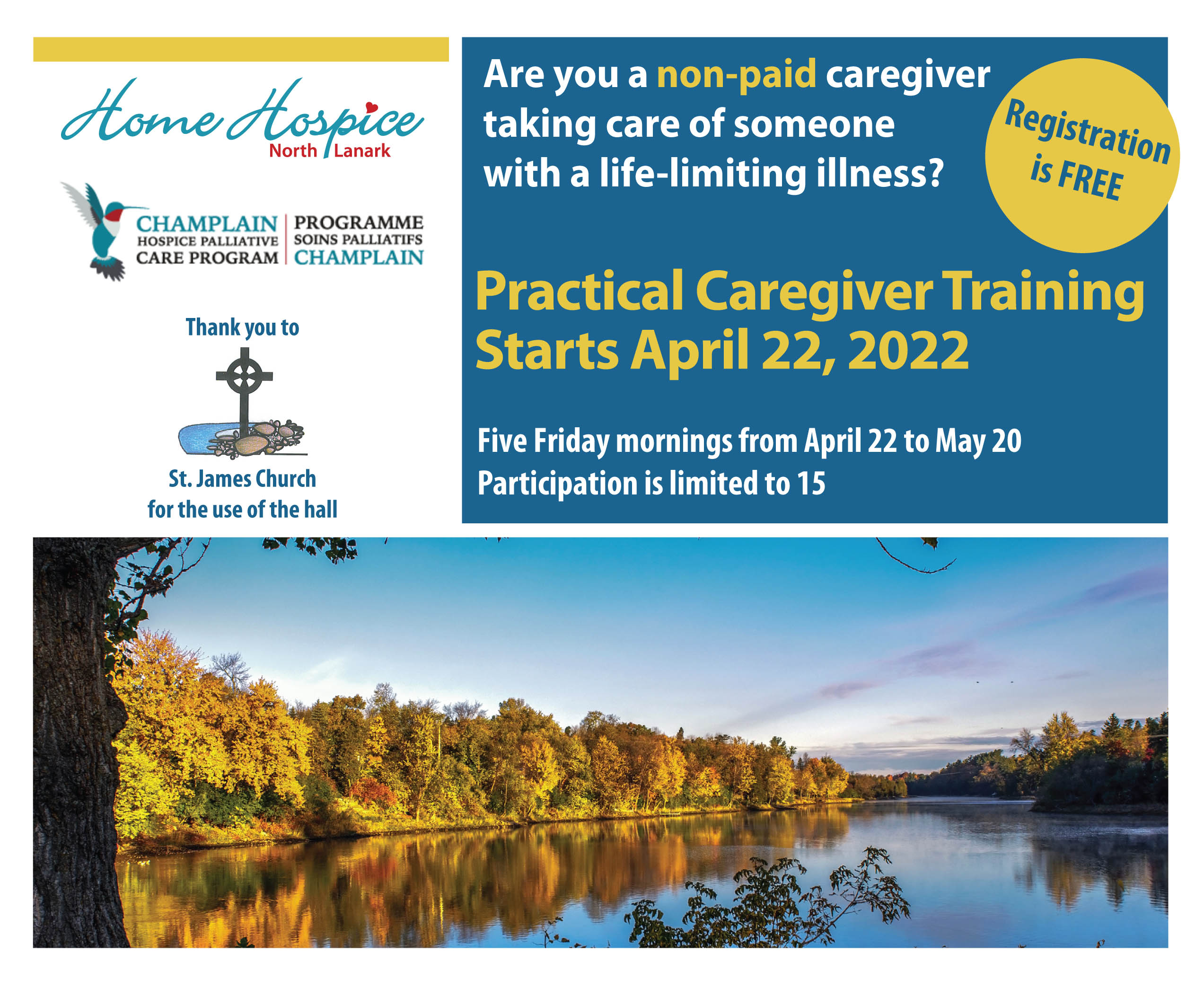 Home Hospice North Lanark Practical Caregiver Training Poster With Event Text
