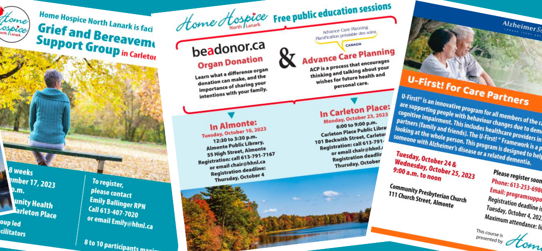 Home Hospice North Lanark Public Education Events Fall 2023